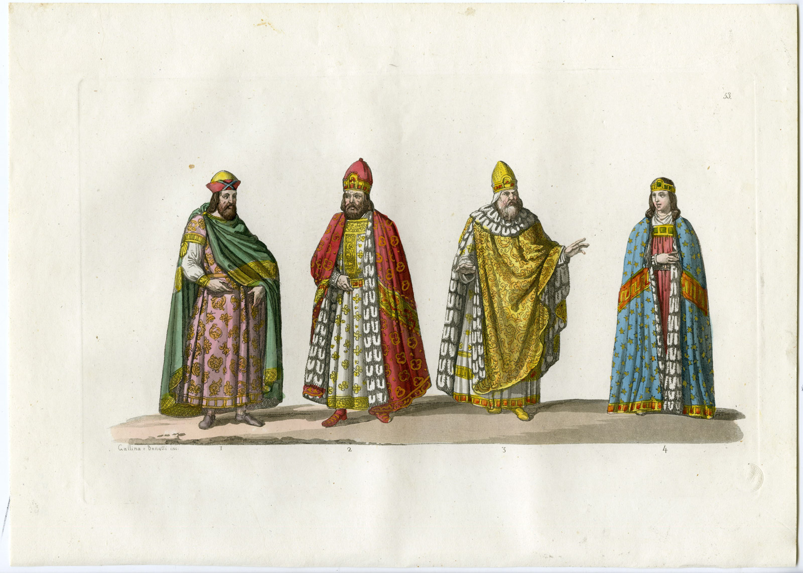 , Antique Print-EPOCH-DUKE-DUCHESS-NOBLES-VENICE-ITALY-PL.53-Gallina-Ferrario-1823, Pictura Antique Prints