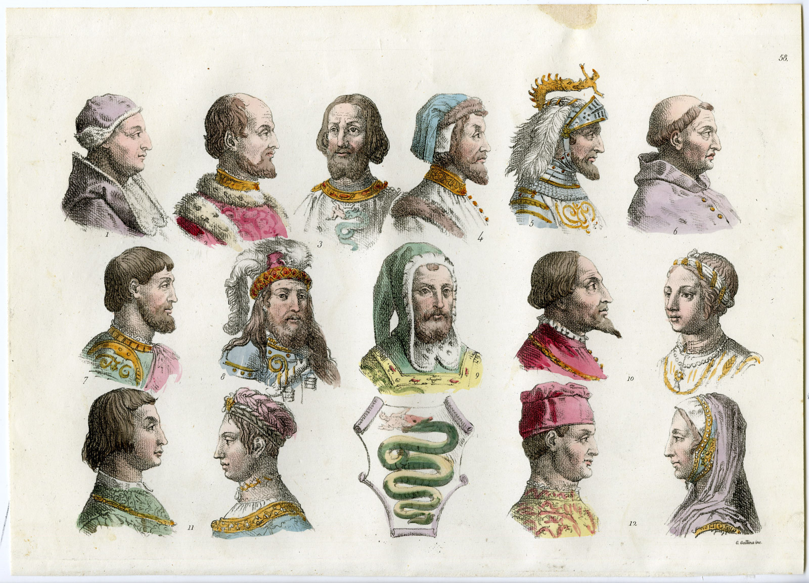 Pco 1712820 20kopie 416x300 Antique Print-PORTRAITS-VISCONTI-HERALDRY-MILAN-ITALY-P.58-Gallina-Ferrario-1823
