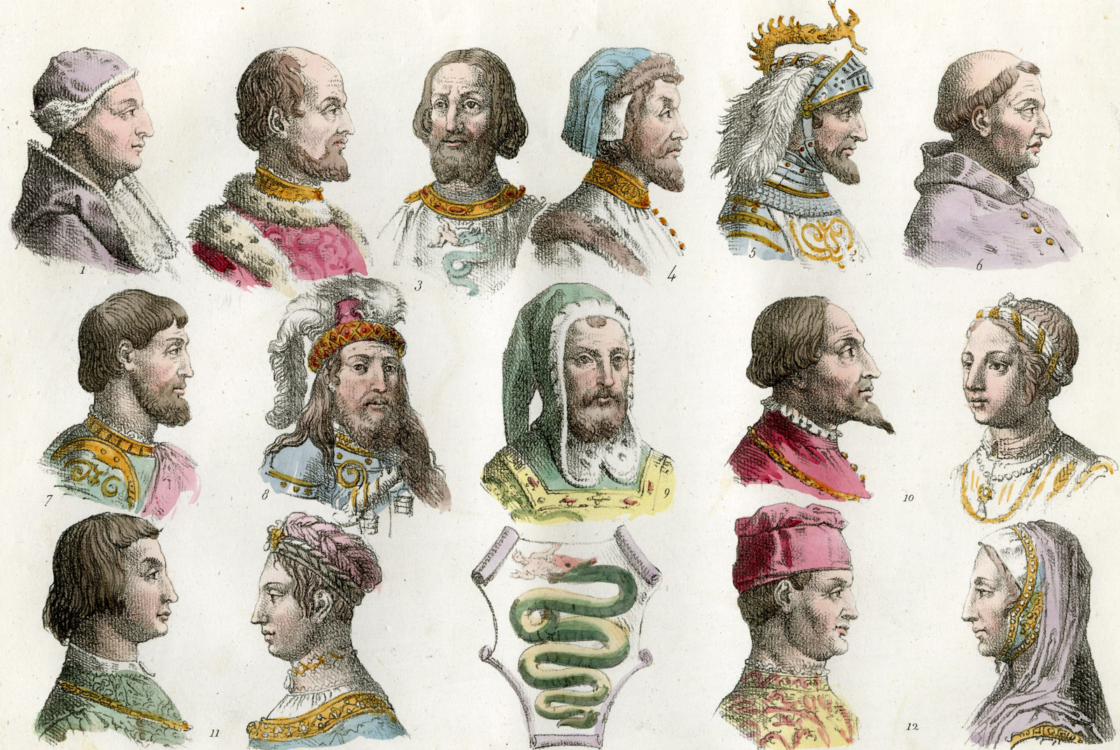 Pco 1712920 20kopie 416x278 Antique Print-PORTRAITS-VISCONTI-HERALDRY-MILAN-ITALY-P.58-Gallina-Ferrario-1823 - Image 2