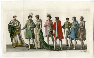 Antique Print-COSTUME-KING-CHAMBERLAIN-PAGES-ITALY-P.66-Bottigella-Ferrario-1823
