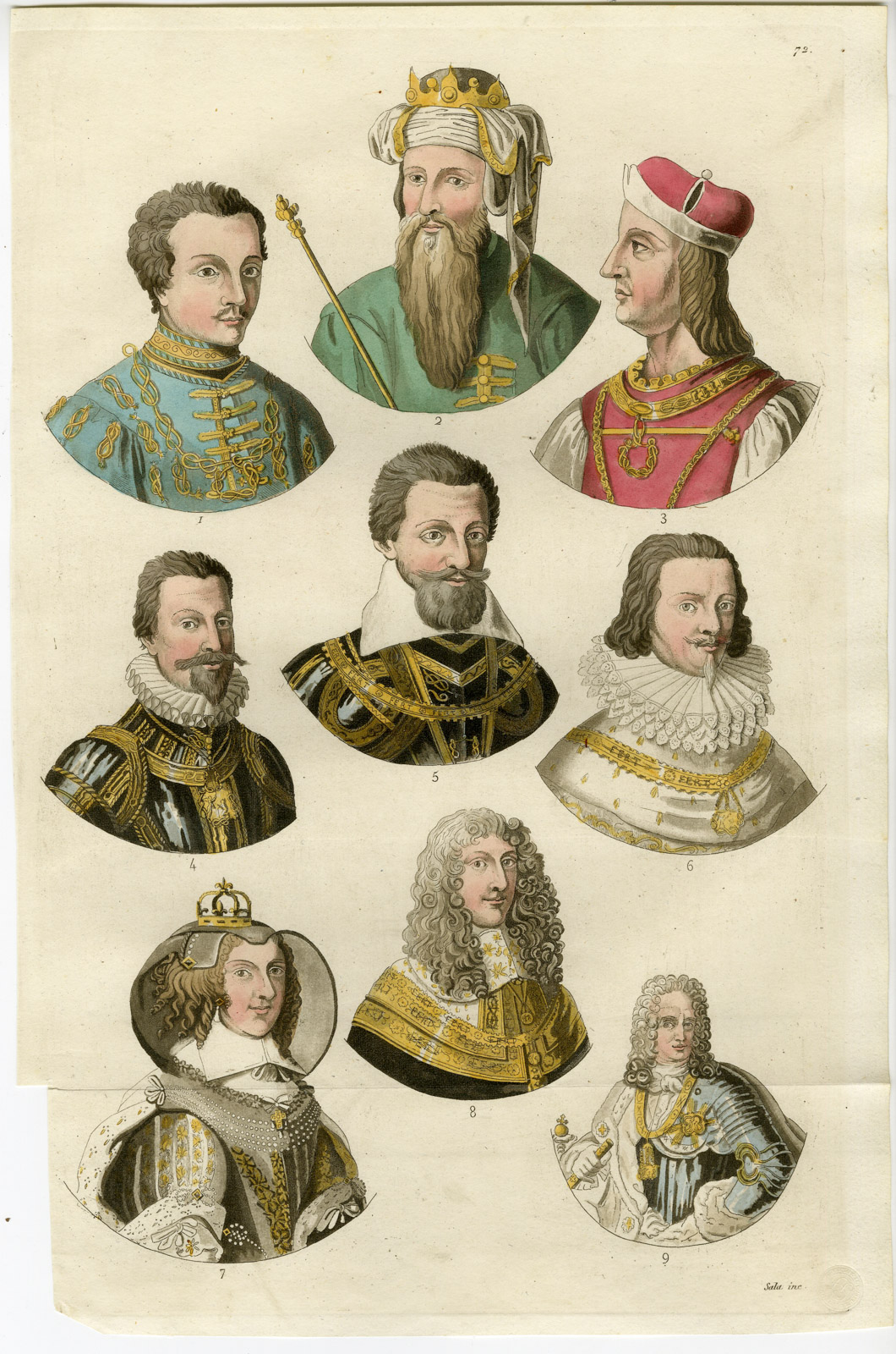, Antique Print-DUKES-SAVOY-KING-SARDINIA-ITALY-PL. 72-Sala-Ferrario-1823, Pictura Antique Prints