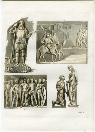 Antique Print-ARMOR-MONUMENTS-KNIGHTS-ITALY-PL. 77-Gallina-Ferrario-1823