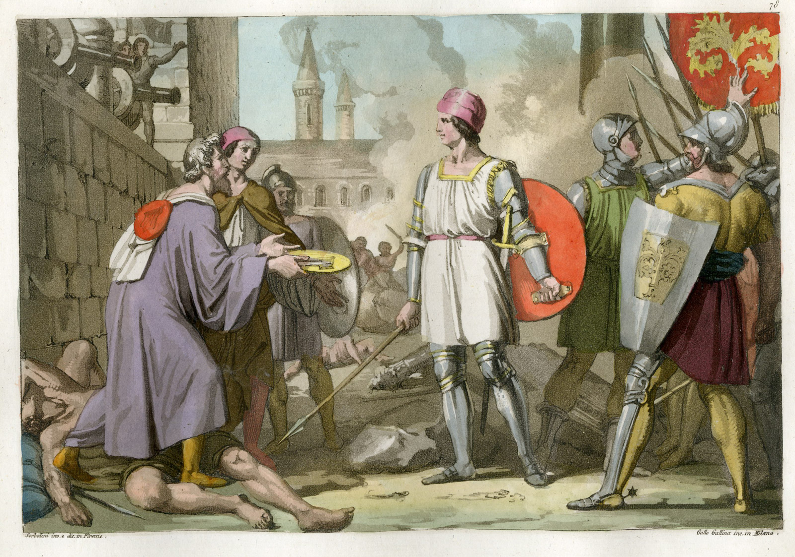 , Antique Print-FRANCESCO FERRUCCI-SIEGE-VOLTERRA-ITALY-P.78-Gallina-Ferrario-1823, Pictura Antique Prints