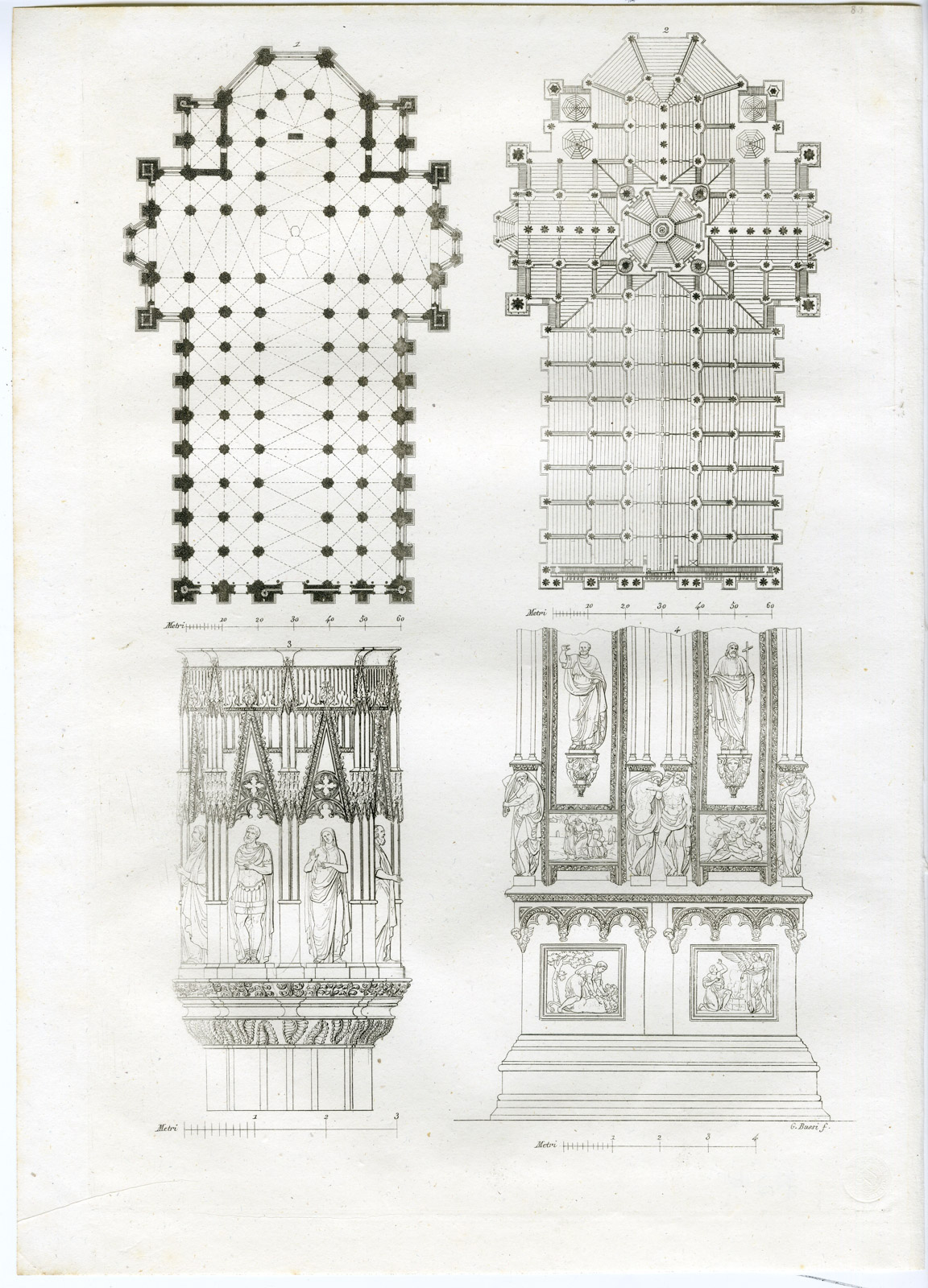 , Antique Print-ARCHITECTURE-MILAN CATHEDRAL-ITALY-PL. 83-Bussi-Ferrario-1823, Pictura Antique Prints
