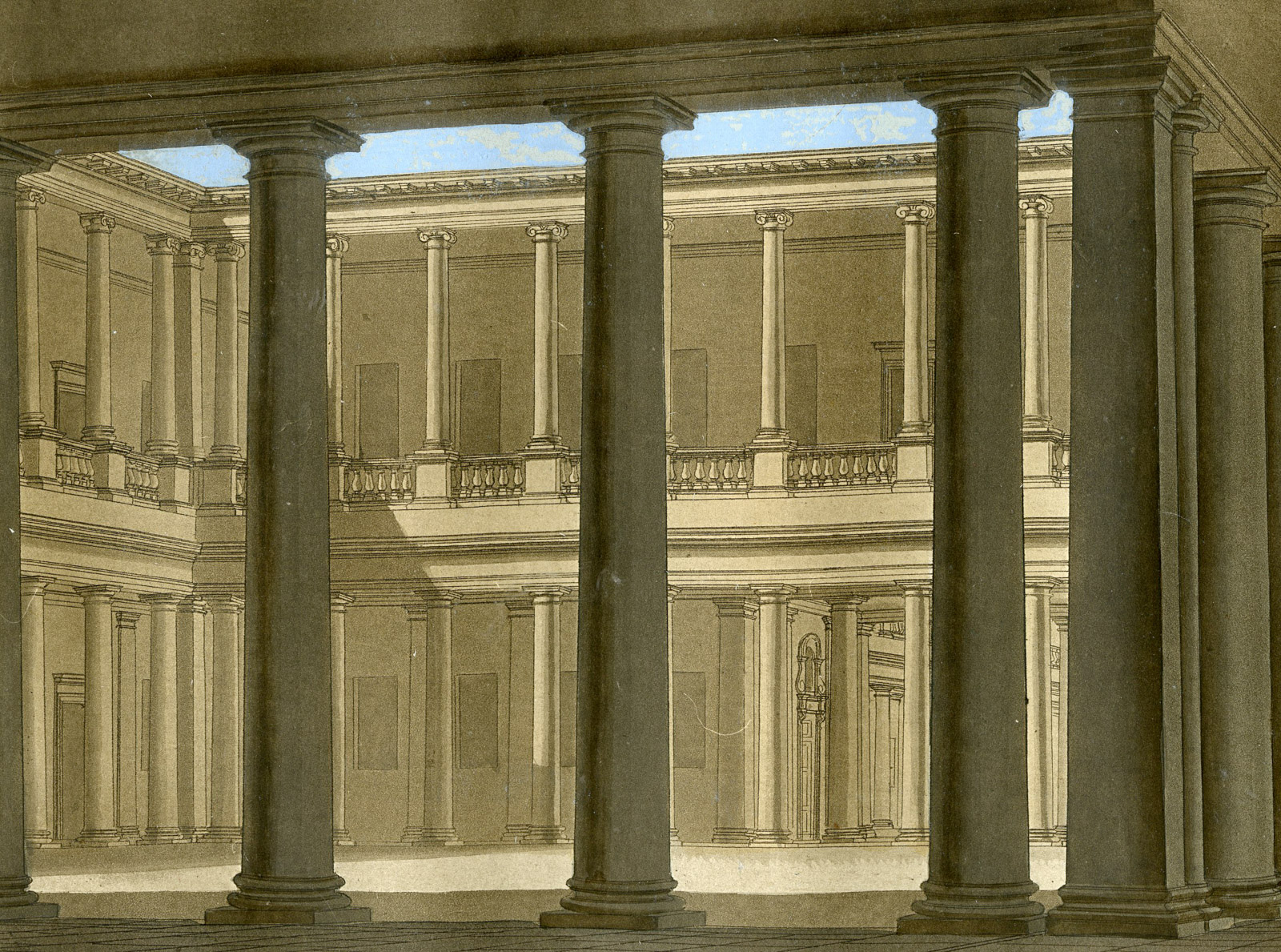 , Antique Print-ARCHITECTURE-COLLEGIO-ELVETICO-MILAN-PL. 88-Raineri-Ferrario-1823, Pictura Antique Prints