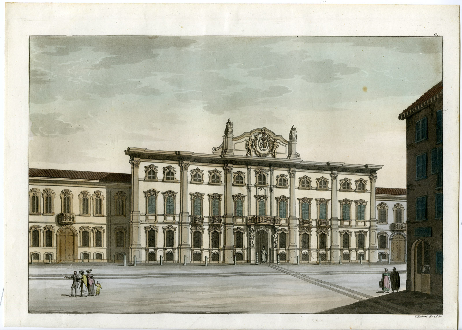 , Antique Print-CASA-LITTA-MILAN-CAGNOLA-ITALY-PL. 89-Raineri-Ferrario-1823, Pictura Antique Prints