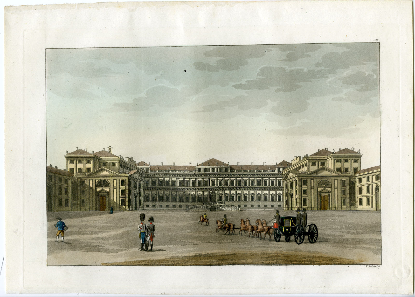 , Antique Print-ROYAL-VILLA-MONZA PIERMARINI-ITALY-PL. 90-Raineri-Ferrario-1823, Pictura Antique Prints