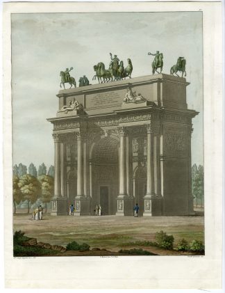 Antique Print-TRIUMPHAL-ARCH-SIMPLON-SEMPIONE-MILAN-PL. 92-Bramati-Ferrario-1823
