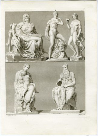 Antique Print-PIETA-BACCHUS-MOSES-MICHELANGELO-ITALY-PL.98-Raineri-Ferrario-1823