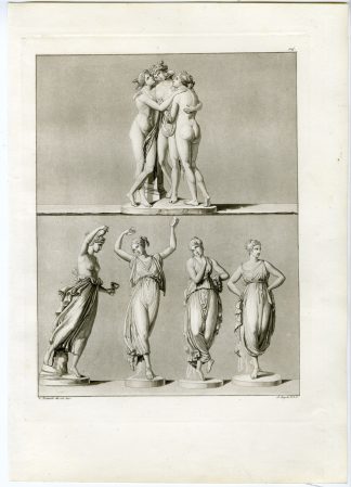 Antique Print-ANTONIO CANOVA-DANCERS -THREE GRACES-PL. 104-Bramati-Ferrario-1823