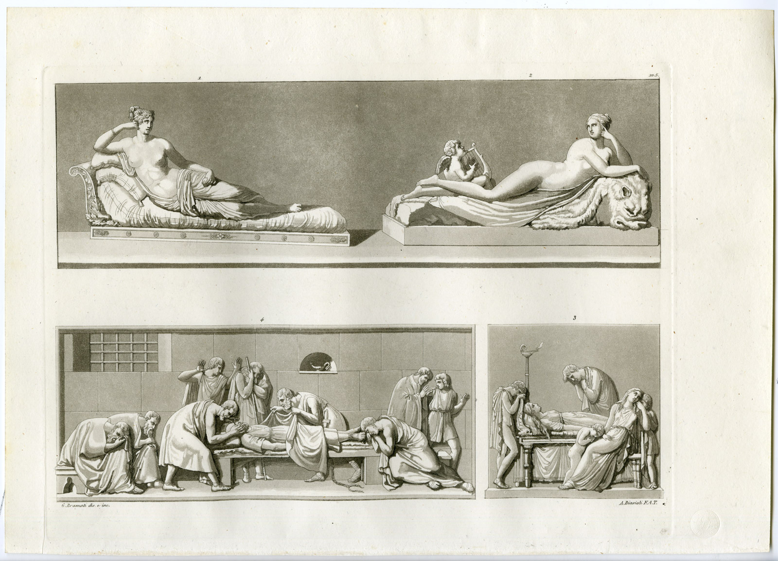 , Antique Print-VENUS-SOCRATES-NAIAD-SANTA CRUZ-ITALY-PL.105-Bramati-Ferrario-1823, Pictura Antique Prints