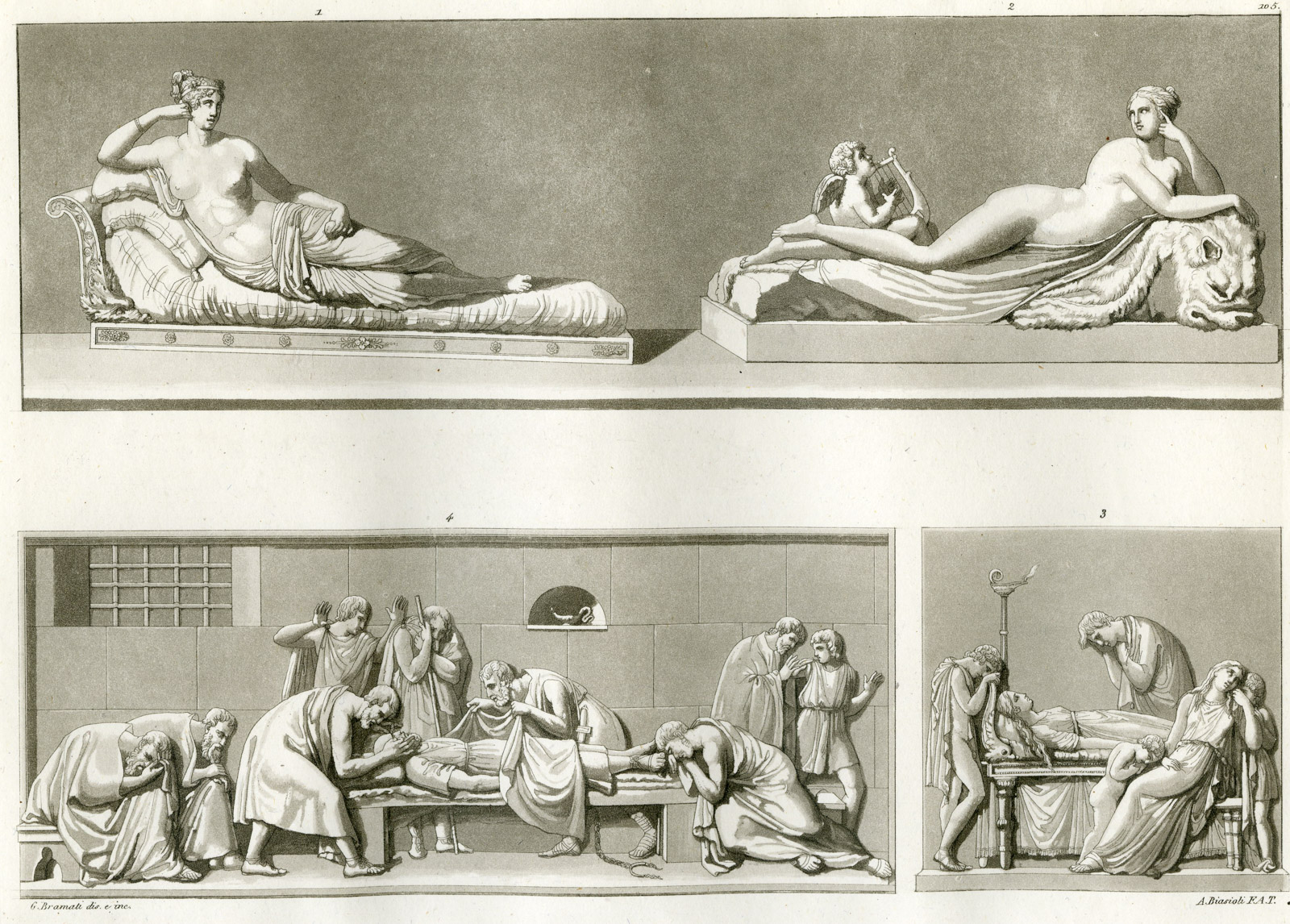 , Antique Print-VENUS-SOCRATES-NAIAD-SANTA CRUZ-ITALY-PL.105-Bramati-Ferrario-1823, Pictura Antique Prints