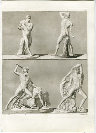 Antique Print-SCULPTURES-HERCULES-LICHAS-THESEUS-PL. 108-Bramati-Ferrario-1823