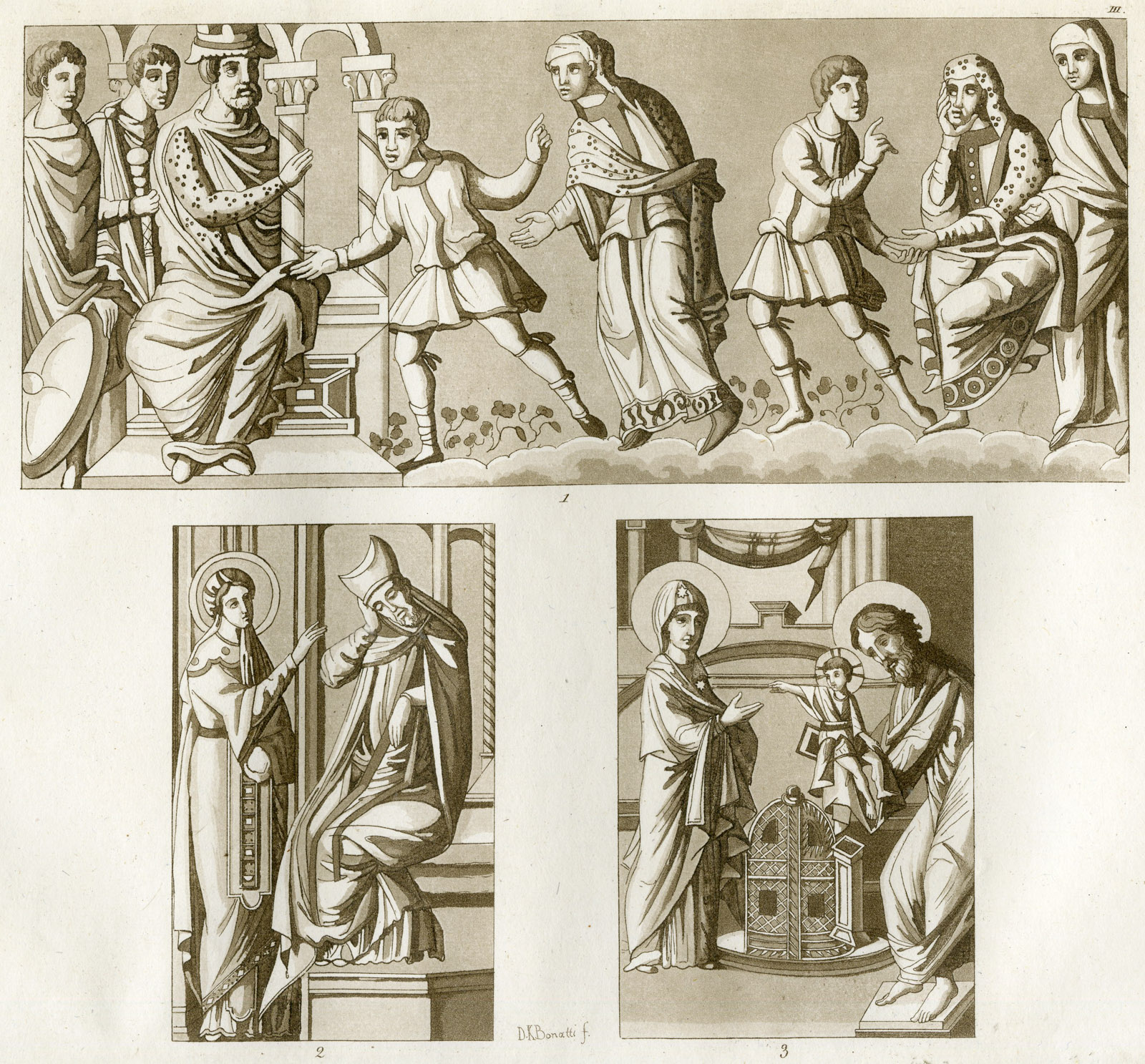 , Antique Print-PAINTINGS-HOLOFERNES-SANTA CECILIA-ITALY-111-Bonatti-Ferrario-1823, Pictura Antique Prints