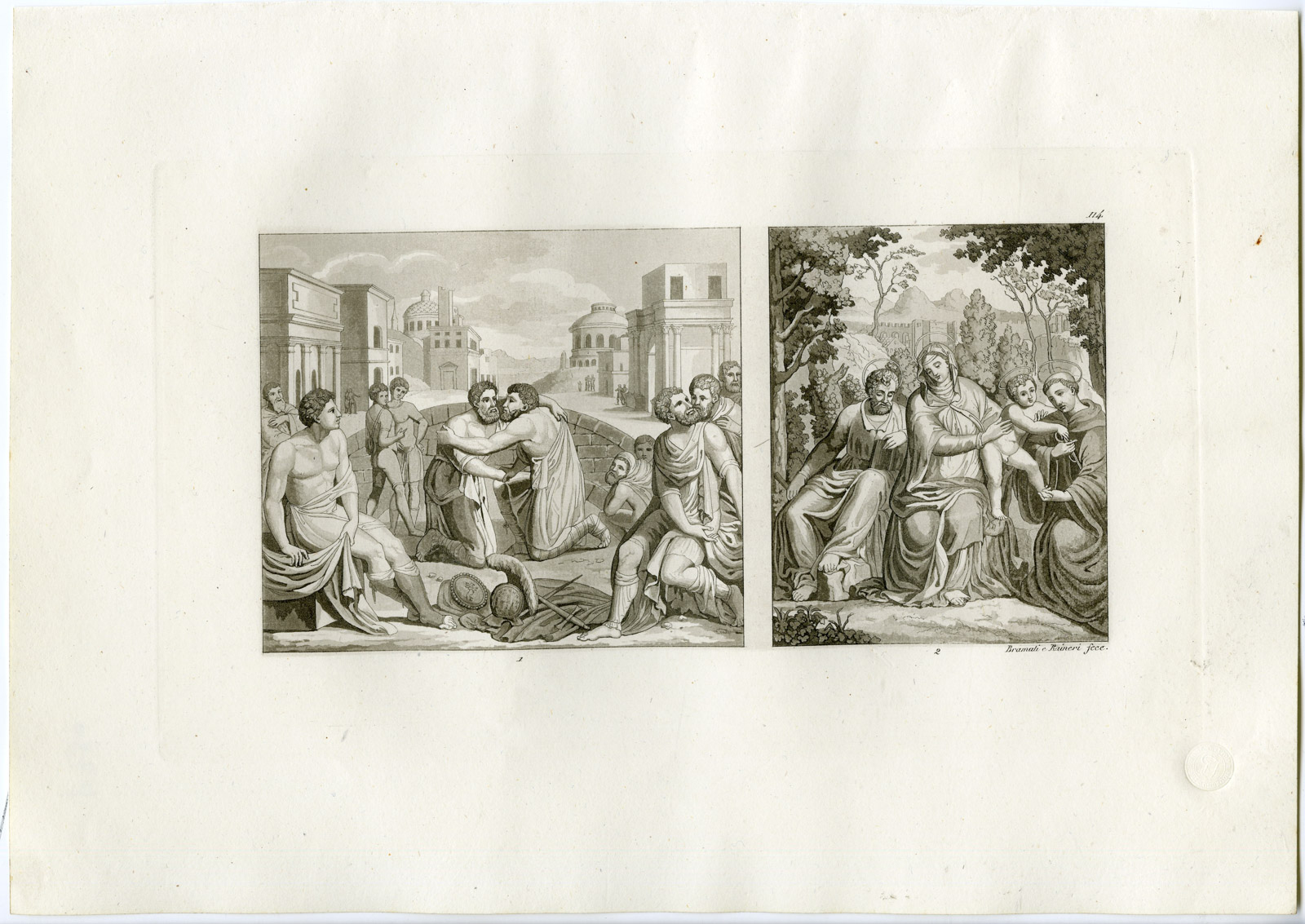, Antique Print-FLACCUS-LEPIDUS-RECONCILIATION-ITALY-PL. 114-Bramati-Ferrario-1823, Pictura Antique Prints