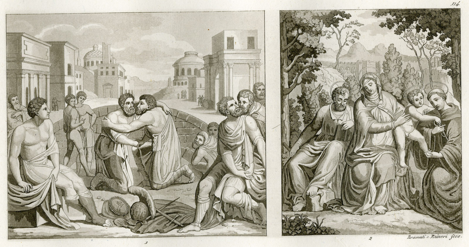 , Antique Print-FLACCUS-LEPIDUS-RECONCILIATION-ITALY-PL. 114-Bramati-Ferrario-1823, Pictura Antique Prints