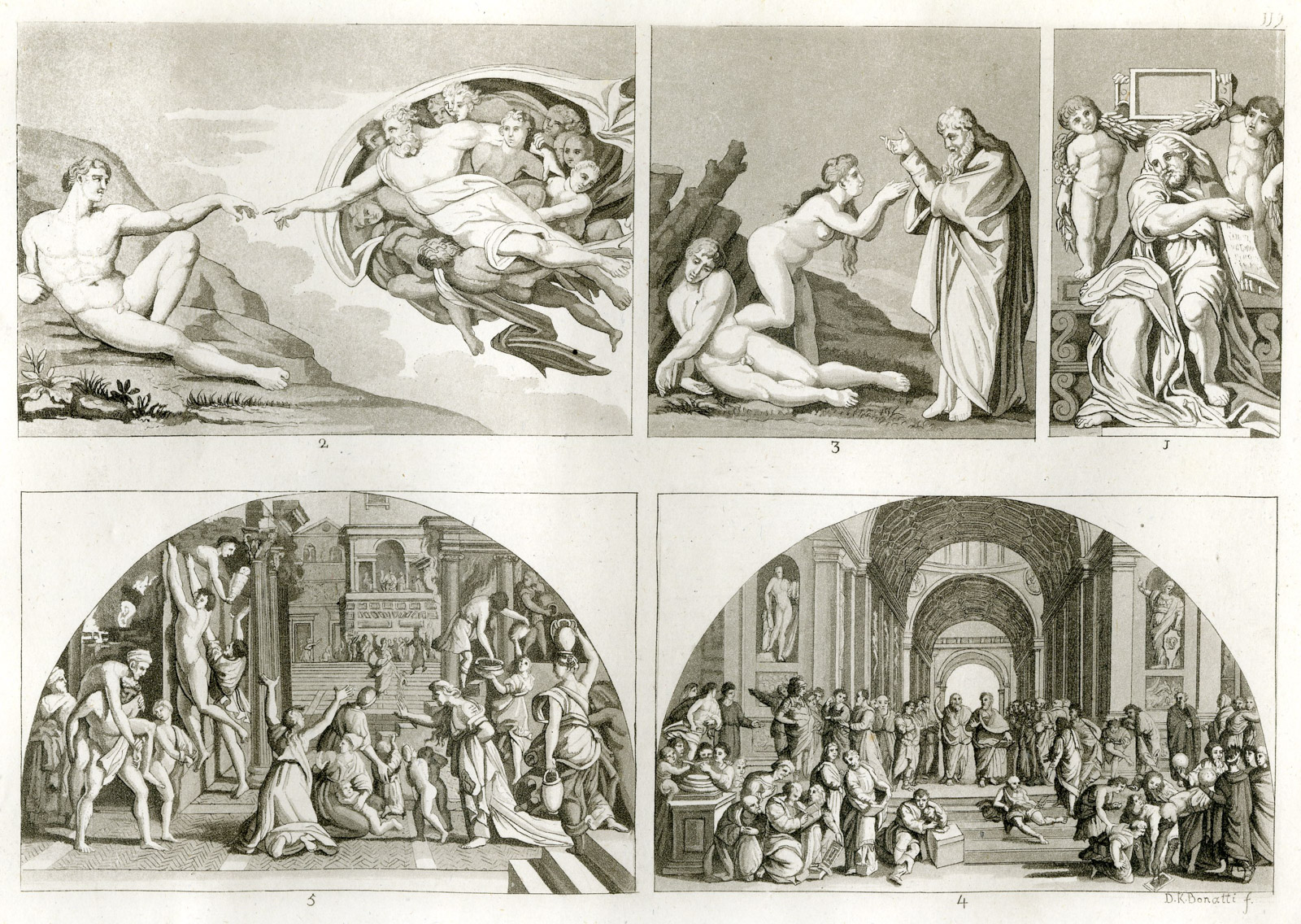 , Antique Print-PAINTING-ADAM-EVE- MICHELANGELO-ITALY-PL.119-Bonatti-Ferrario-1823, Pictura Antique Prints
