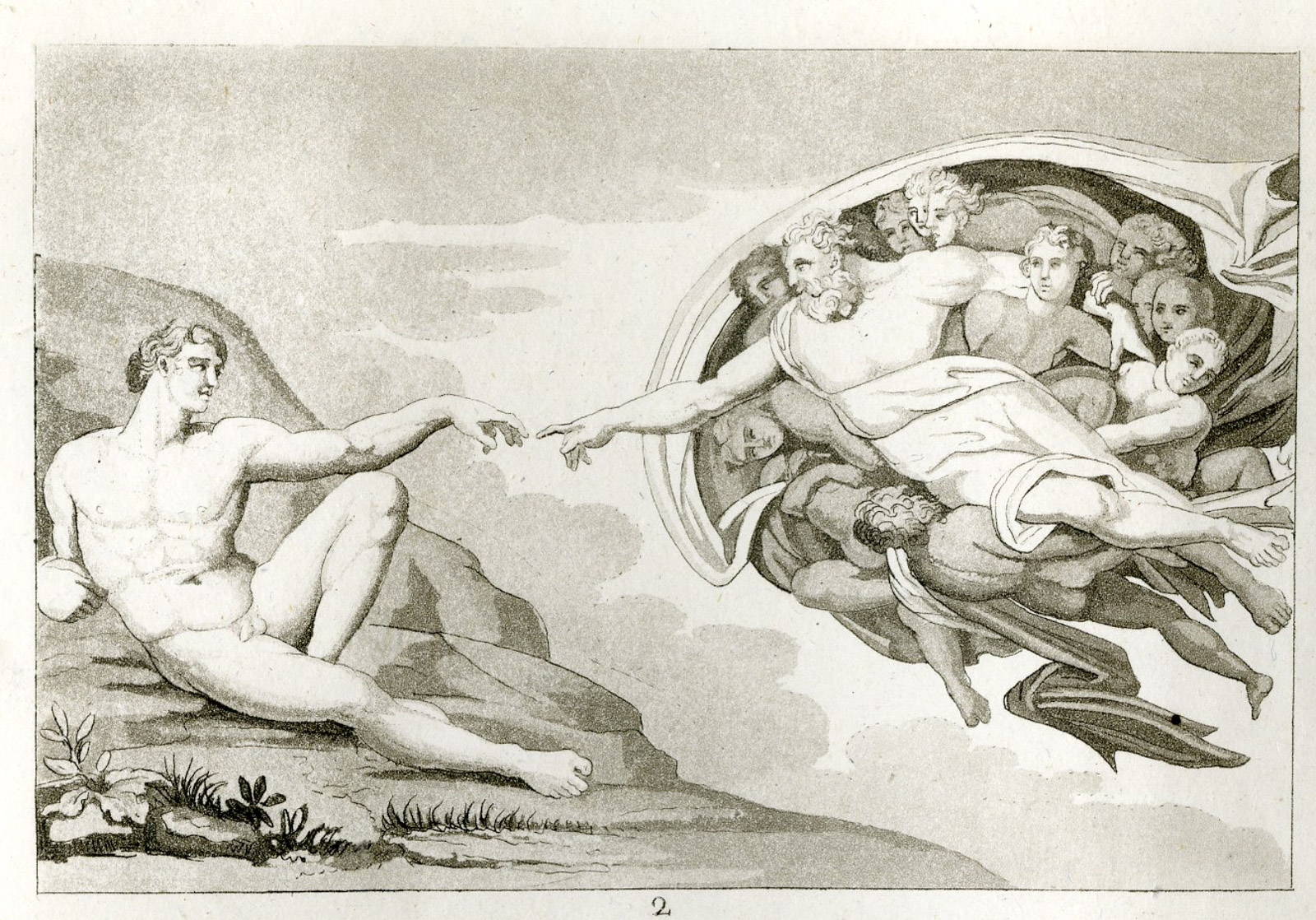 , Antique Print-PAINTING-ADAM-EVE- MICHELANGELO-ITALY-PL.119-Bonatti-Ferrario-1823, Pictura Antique Prints