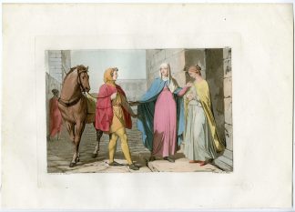 Antique Print-CLOTHES-13TH.C.-MIDDLE AGES-HORSE-ITALY-124-Gallina-Ferrario-1823