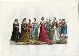 Antique Print-CLOTHES-MIDDLE AGES-RENAISSANCE-ITALY-PL.127-Gallina-Ferrario-1823