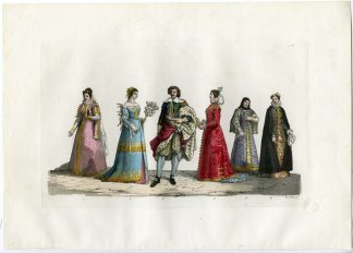 Antique Print-CLOTHES-MIDDLE AGES-RENAISSANCE-MILAN-PL.128-Gallina-Ferrario-1823