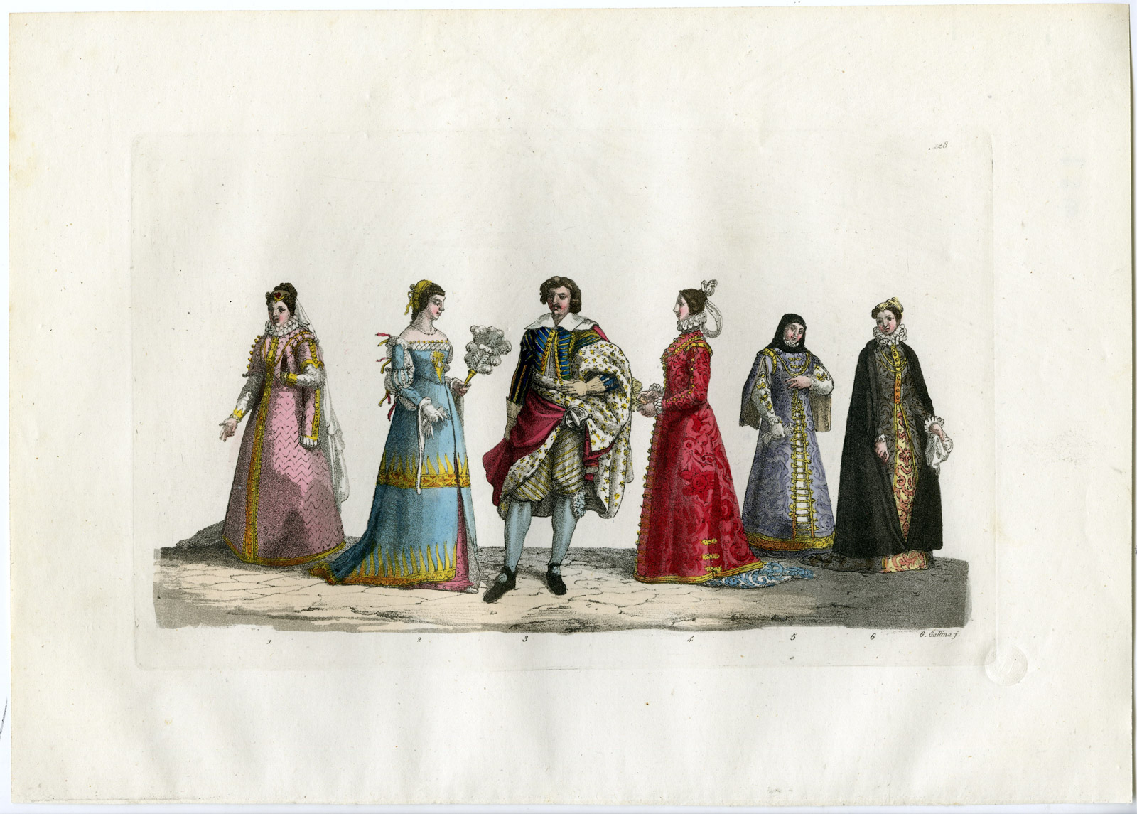 Pco 1747120 20kopie 416x298 Antique Print-CLOTHES-MIDDLE AGES-RENAISSANCE-MILAN-PL.128-Gallina-Ferrario-1823