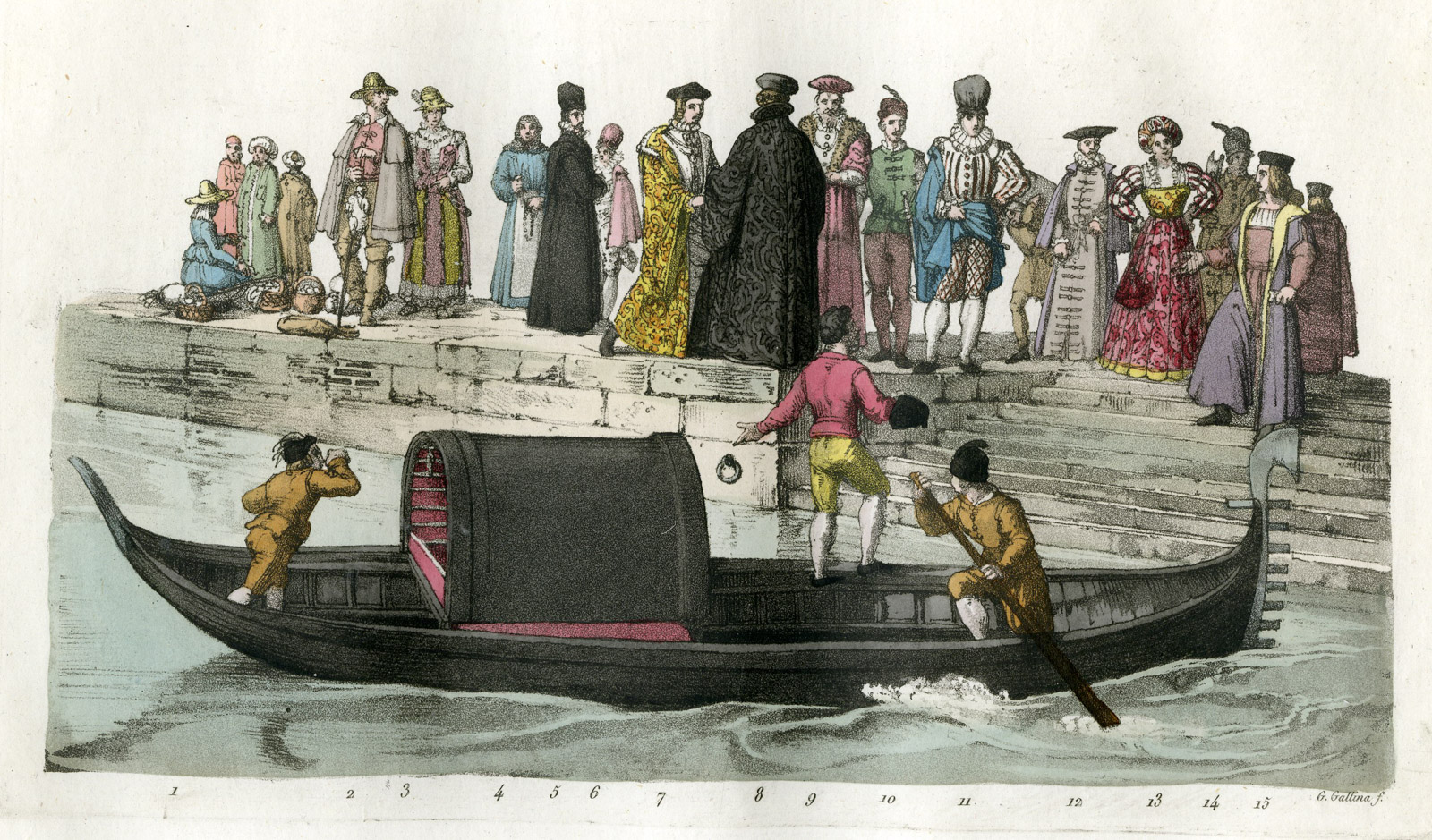 , Antique Print-CLOTHES-16TH CENTURY-RENAISSANCE-VENICE-130-Gallina-Ferrario-1823, Pictura Antique Prints