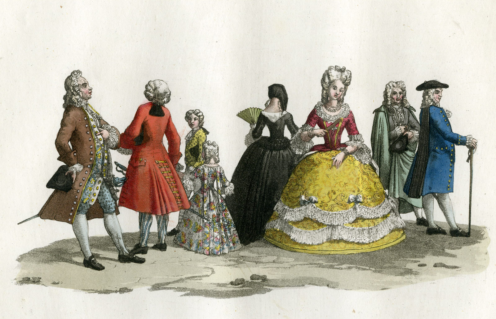 , Antique Print-FASHION-ITALY-18TH-C.-GALLANT-STYLE-PL.138-Gallina-Ferrario-1823, Pictura Antique Prints