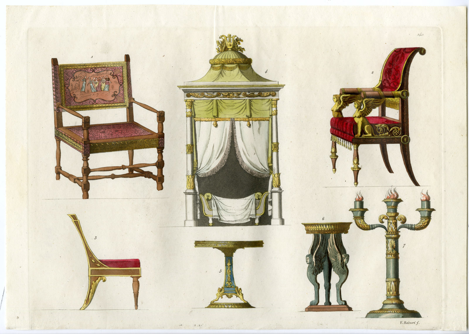 Pco 17495 416x296 Antique Print-EMPIRE-FURNITURE-NEOCLASSICAL-DESIGN-PL.140-Raineri-Ferrario-1823