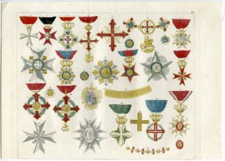 Antique Print-ITALIAN-ORDERS-MILITARY-MEDALS-PL.141-Bonatti-Ferrario-1823