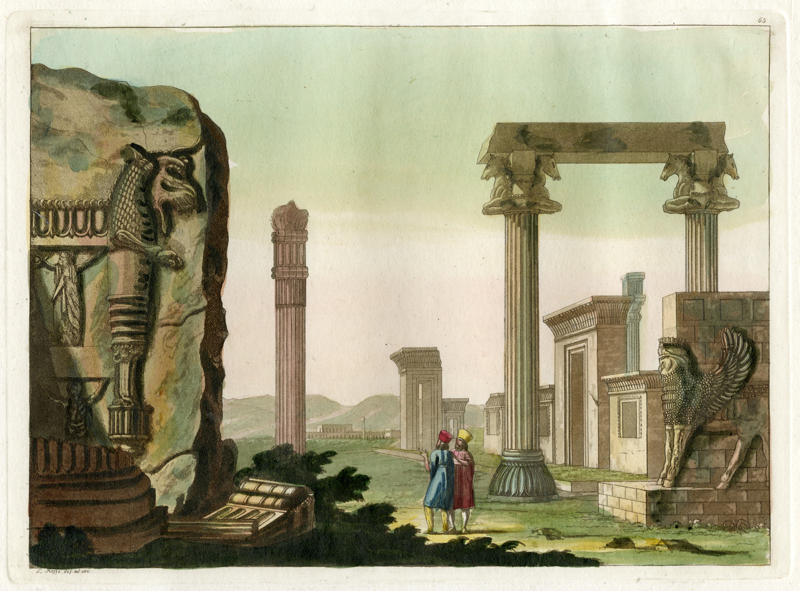 , Antique Print-PERSEPOLIS-RUINS-Rossi-Ferrario-1826, Pictura Antique Prints