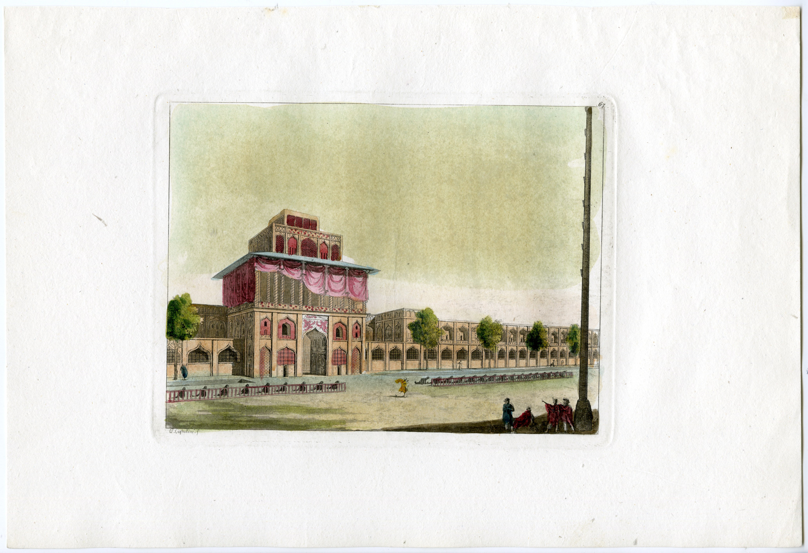, Antique Print-SHAH-PERSIA-PALACE-Castellini-Ferrario-1817, Pictura Antique Prints