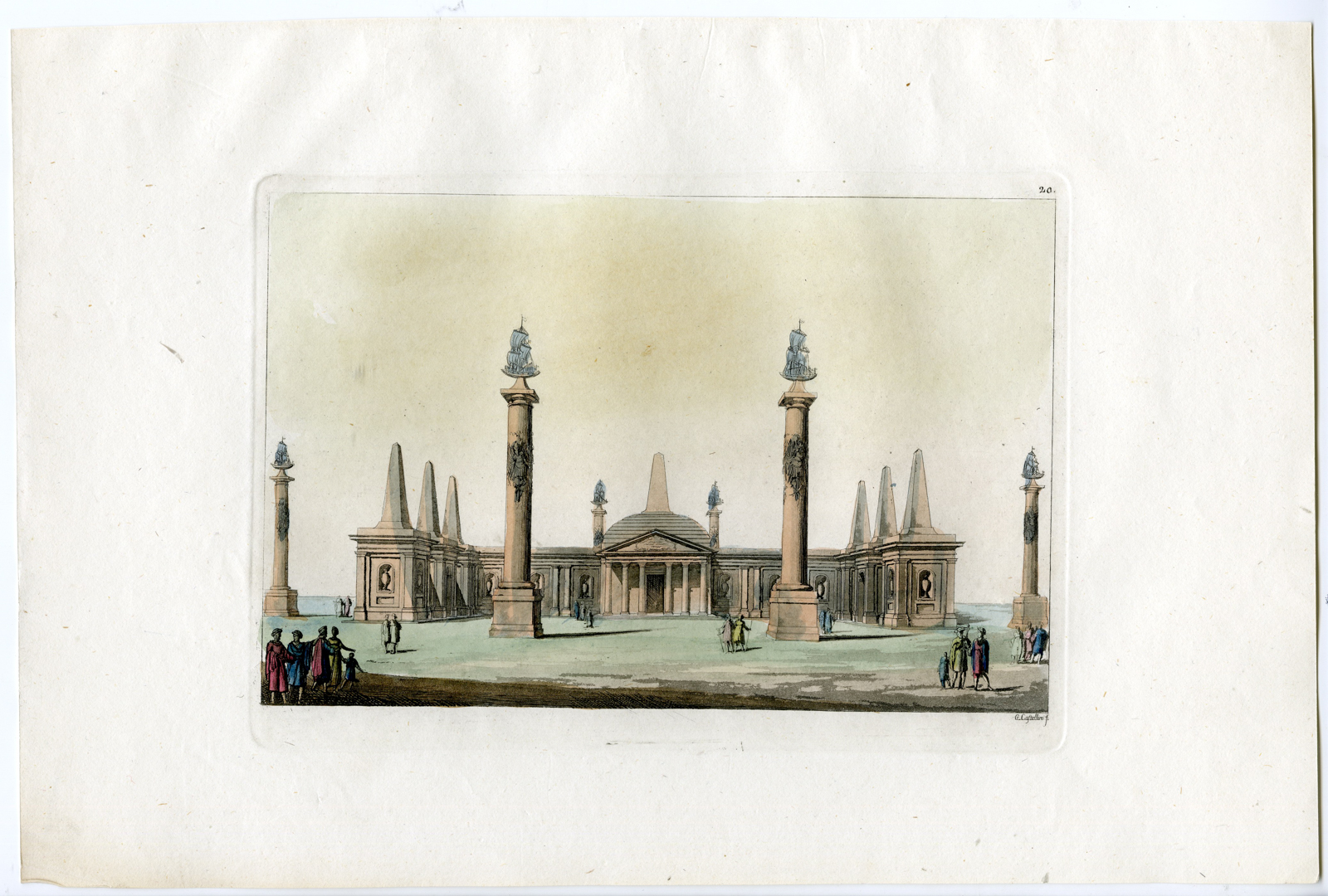 , Antique Print-MACCABEAN-TOMB-RECONSTRUCTION-Castellini-Ferrario-1817, Pictura Antique Prints