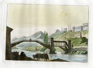 Antique Print-KASHMIR-BANDIPORE-BRIDGE-CASTLE-Castellini-Ferrario-1818