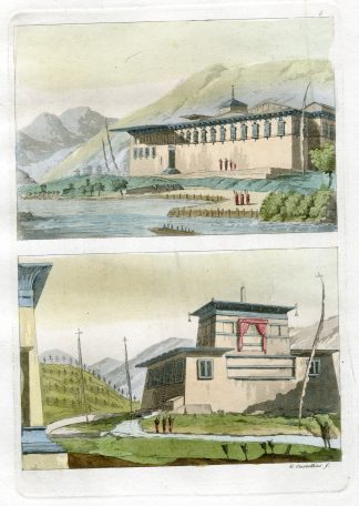 Antique Print-BHUTAN-TASHICHHO-DZONG-Castellini-Ferrario-1818
