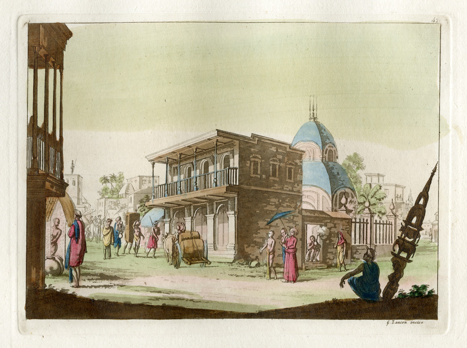, Antique Print-KOLKATA-CALCUTTA-DAILY LIFE-INDIA-Zancon-Ferrario-1816, Pictura Antique Prints