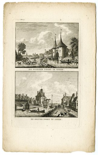 Antique Print-NOORDERPOORT-OOSTERPOORT-SNEEK-FRIESLAND-NETHERLANDS-Bendorp-1785
