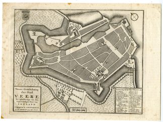 Antique Map-VEERE-ZEELAND-PLAN-NETHERLANDS-Tirion-1753