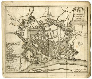 Antique Print-ZUTPHEN-GELDERLAND-PLAN-NETHERLANDS-de Leth-1740