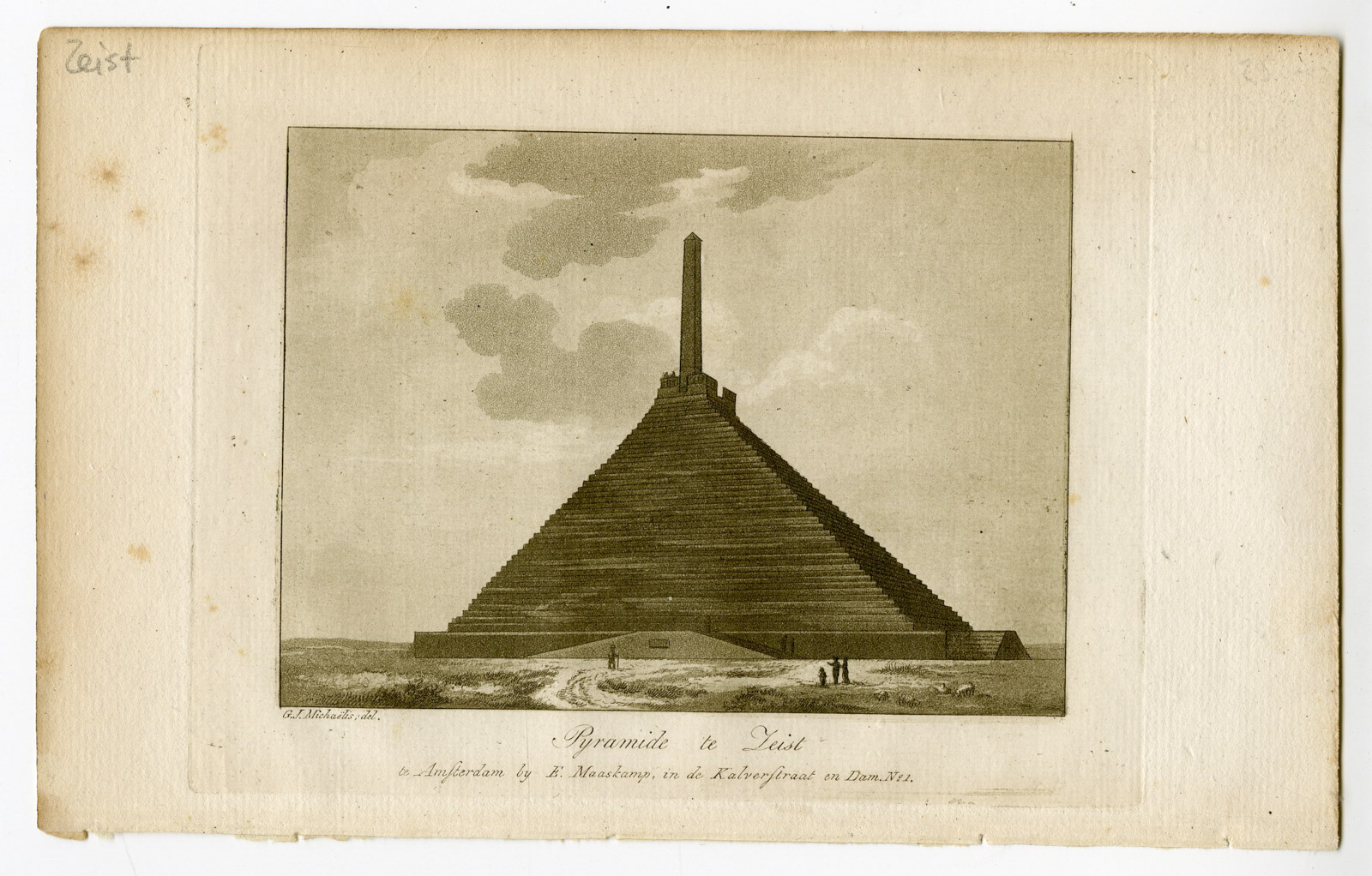 , Antique Print-PYRAMIDE-AUSTERLITZ-WOUDENBERG-ZEIST-Maaskamp-Michaelis-c. 1800, Pictura Antique Prints