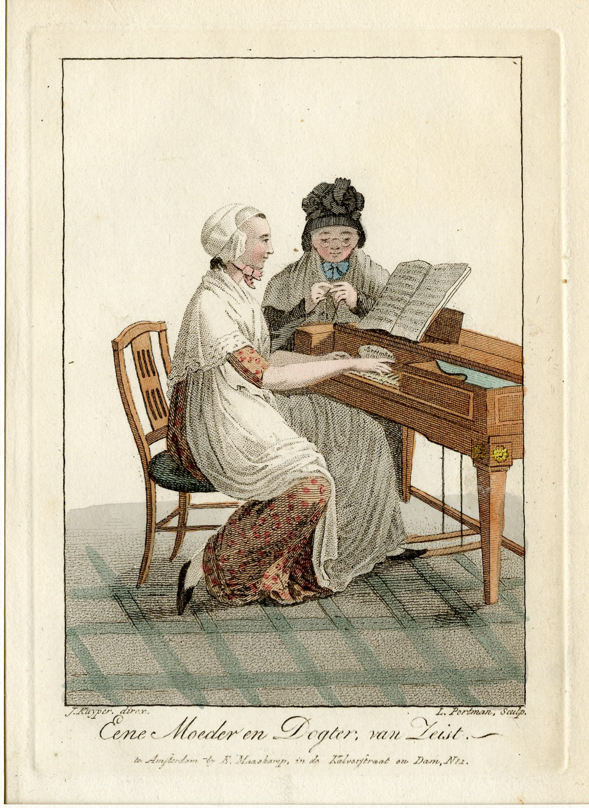 , Antique Print-ZEIST-COSTUME-DRESS-WOMAN-MUSIC-NETHERLANDS-Portman-Kuyper-1806, Pictura Antique Prints