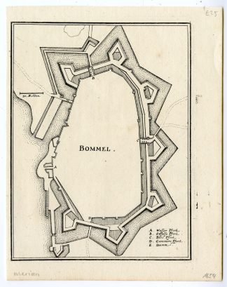 Antique Map-ZALTBOMMEL-PLAN-FORTIFICATION-NETHERLANDS-Merian-1660