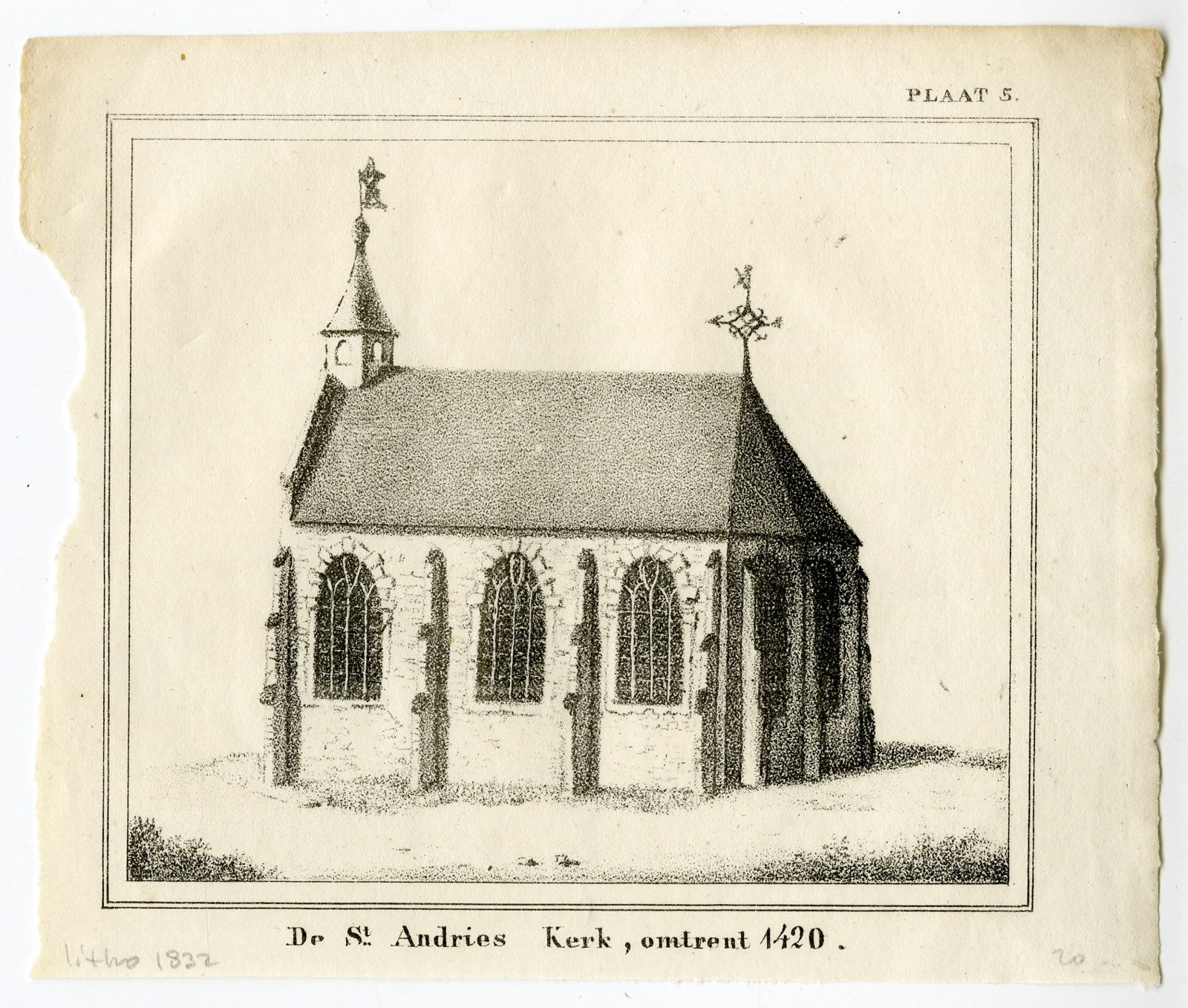 , Antique Print-SINT ANDRIESKERK-ROTTERDAM-ZUID HOLLAND-NETHERLANDS-van Reyn-1832, Pictura Antique Prints