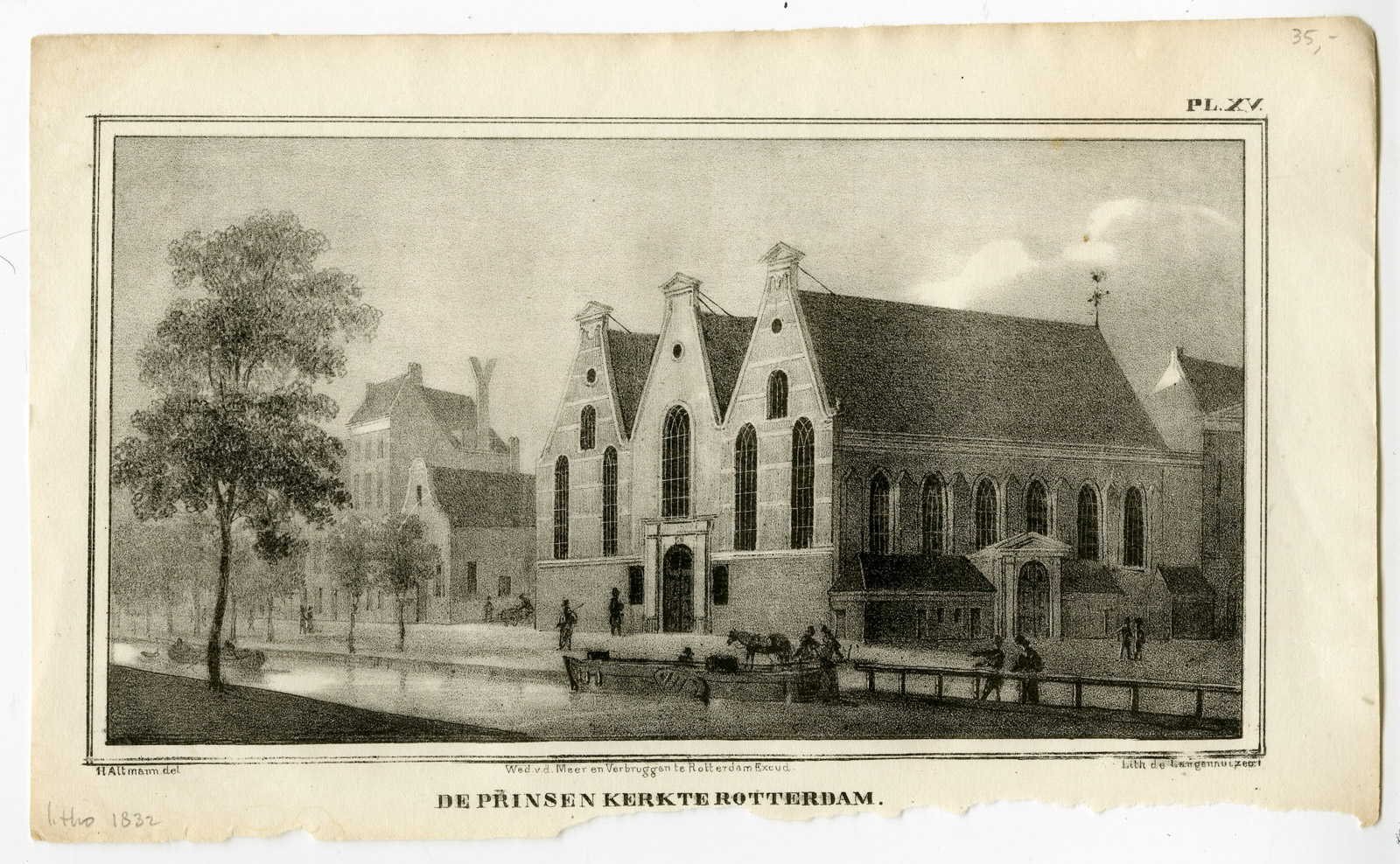 , Antique Print-PRINSENKERK-ROTTERDAM-NETHERLANDS-Langenhuijsen-van Reyn-1832, Pictura Antique Prints