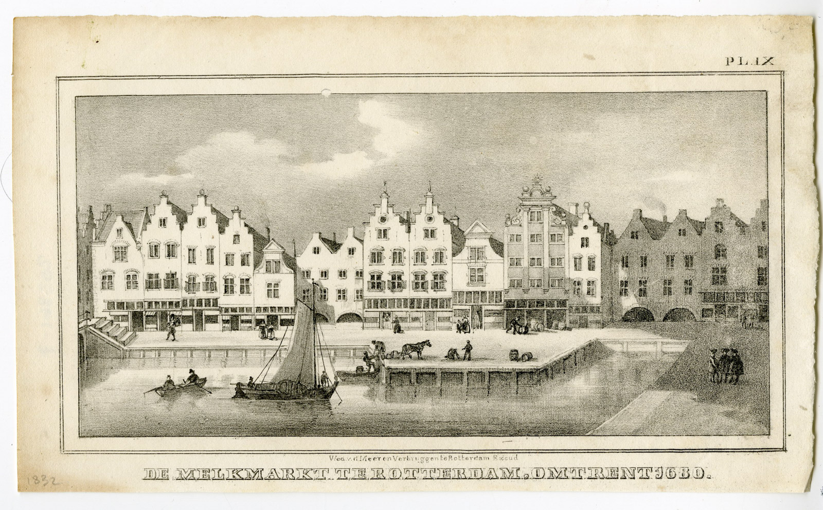 , Antique Print-MELKMARKT-ROTTERDAM-NETHERLANDS-Boers-van Reyn-1832, Pictura Antique Prints
