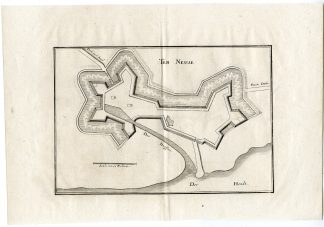 Antique Map-TERNEUZEN-PLAN-FORTIFICATION-ZEELAND-NETHERLANDS-Merian-1660