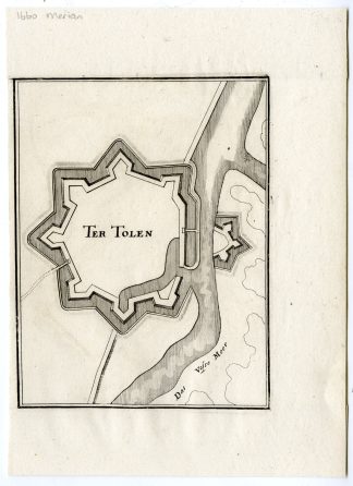 Antique Map-THOLEN-PLAN-FORTIFICATION-ZEELAND-NETHERLANDS-Merian-1660