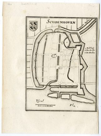 Antique Map-SCHOONHOVEN-PLAN-ZUID HOLLAND-NETHERLANDS-Merian-1660