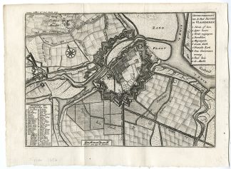 Antique Map-SLUYS-SLUIS-FORTIFICATION-ZEELAND-PLAN-NETHERLANDS-Tirion-c. 1750