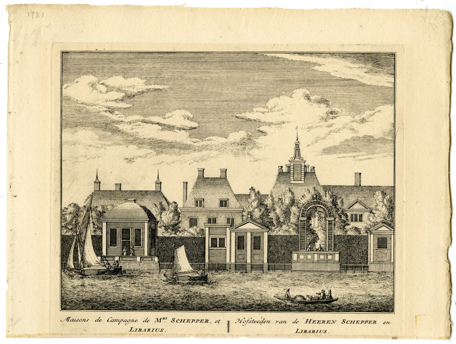 , Antique Print-ESTATE-SCHEPPER-LIBARIUS-NETHERLANDS-Rademaker-1730, Pictura Antique Prints